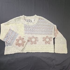 Sincerely Jules Pullover Boho Wool Blend Sweater Cropped Bell Sleeve Oversized S